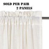 2x Natural Linen Blended Airy Curtains for Living Room Home Decor Soft Rich Material Light Reducing Bedroom Drape Panels