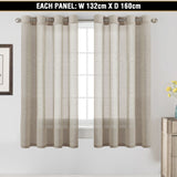 2x Linen Sheer Curtains Living Room Curtains Pair Eyelet Privacy Linen Draperies