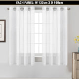 2x Linen Sheer Curtains Living Room Curtains Pair Eyelet Privacy Linen Draperies